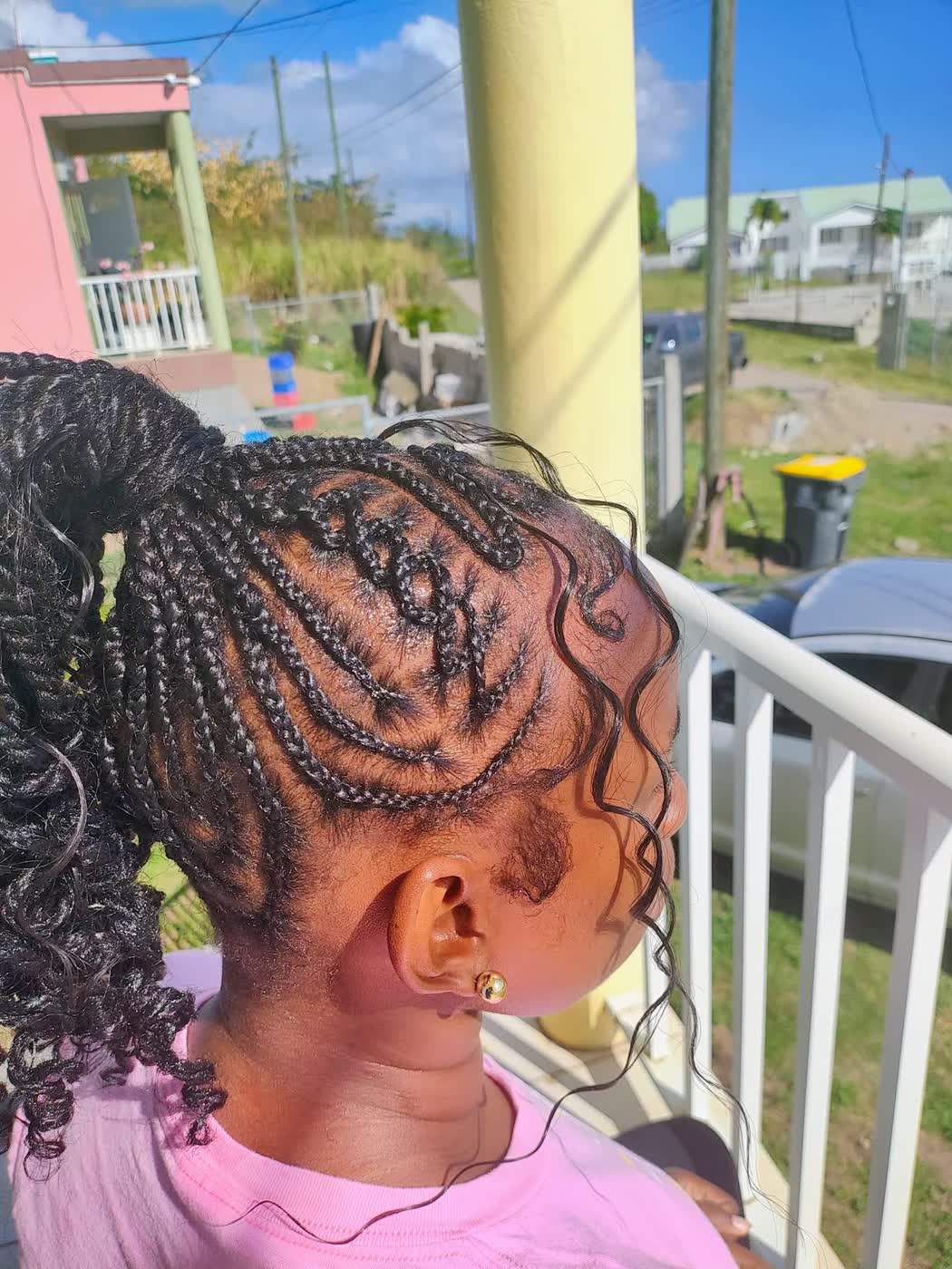 Kids protective braid style in St Kitts with gentle sectioning